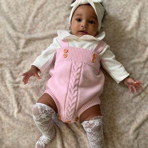Pink baby knit romper